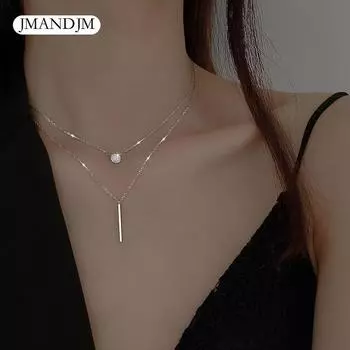 Квадратное блестящее бриллиантовое круглое двойное ожерелье женская цепочка на ключицу изящные украшения вечерние свадебные аксессуары розового золота