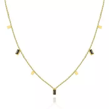 Квадратное цветное циркониевое ожерелье из титановой стали с покрытием из настоящего золота, не выцветает, женская универсальная, высокочувствительная, из нержавеющей стали, изысканная цепочка на ключицу Plated with 14k real gold