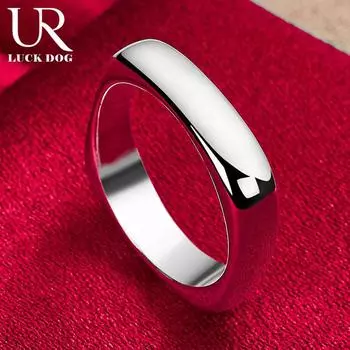 Квадратное круглое кольцо из стерлингового серебра 925 пробы, модные свадебные украшения 5#