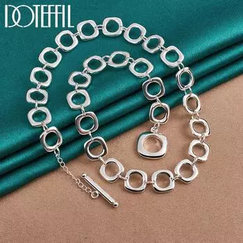 Квадратное ожерелье, подарочная вечеринка, серебряные модные украшения 50cm