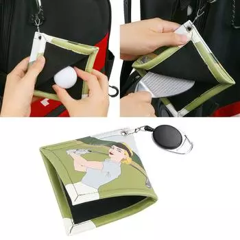 Квадратное полотенце для чистки мячей для гольфа Портативный очиститель для гольфа с карабином Очиститель головок клюшек для гольфа Аксессуары для гольфа