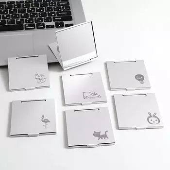 Квадратное складное алюминиевое зеркало, мини-компактное карманное зеркало для макияжа, портативное маленькое складное косметическое приспособление