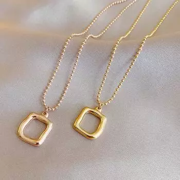 Квадратное трехмерное ожерелье с круглой поверхностью и женской нишей, дизайн из титановой стали, круглая цепочка из бисера, роскошный светильник высокого уровня