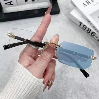 Квадратные безоправные фотохромные очки для мужчин и женщин, деловые, анти-синий свет, повседневные, с плоским светом, компьютерное зеркало