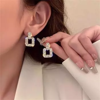 Квадратные бриллиантовые серьги-подвески для женщин, креативный дизайн, темперамент, индивидуальность, ювелирные изделия, подарок девушке Brincos