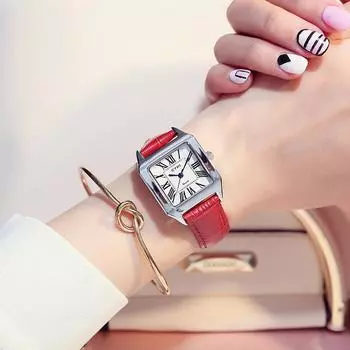 Квадратные часы для пары, модные повседневные ретро-часы в римском стиле, простые женские часы с поясом и темпераментом