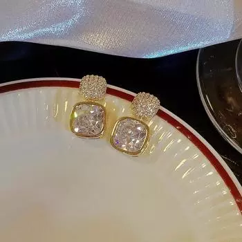 Квадратные цветные серьги-гвоздики из циркония для женщин, повседневные аксессуары для вечеринок, подарки на день рождения