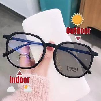 Квадратные фотохромные очки для мужчин и женщин, роскошный дизайн, большие очки для близорукости, близорукие очки, уличные очки, меняющие цвет -6.0