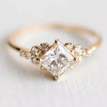 Квадратные кольца с геометрическим рисунком для женщин, свадебные кольца золотого цвета со стразами, женские кольца на палец для женщин, очаровательные ювелирные изделия 10