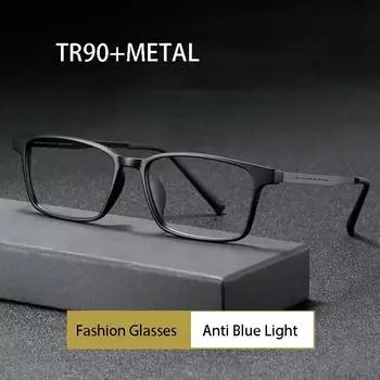 Квадратные компьютерные очки для мужчин и женщин, сверхлегкие очки TR90 из металлической оправы с защитой от синего света в стиле ретро