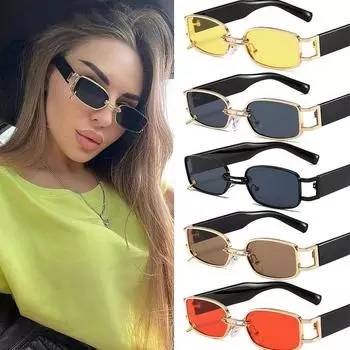 Квадратные металлические солнцезащитные очки, женские модные маленькие оправы в стиле ретро, анти-УФ-очки для вождения, рыбалки, солнцезащитные очки в стиле хип-хоп