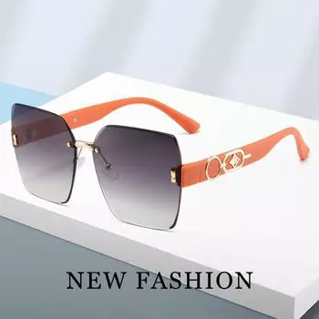 Квадратные модные солнцезащитные очки без оправы для мужчин и женщин, винтажные безрамные очки с градиентом, ретро, уличные спортивные очки для вождения зелёный