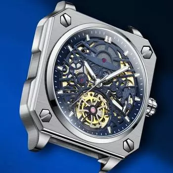 Квадратные мужские часы, модные повседневные автоматические механические наручные часы, мужские часы, лучший бренд, роскошные наручные часы из нержавеющей стали