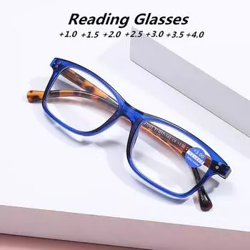 Квадратные очки для дальнозоркости, мужские и женские очки для чтения с анти-синим светом, модная прозрачная весенняя оправа для ног +1.0 чёрный