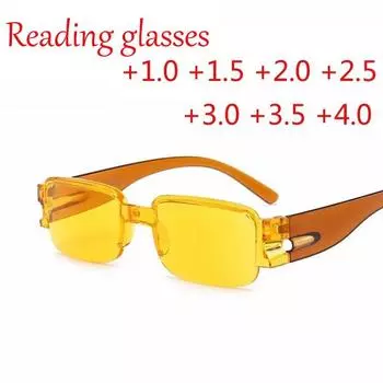 Квадратные очки, модные сверхлегкие очки для чтения без оправы, мужские очки для пресбиопии + 100 + 150 + 200 + 250 + 300 + 350 + 400 +1.5