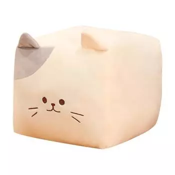 Квадратные плюшевые игрушки-коты, мягкая игрушка-подушка для сна, подушка для полуденного сна, детские подарки на день рождения 25*20*20CM/9.84*7.87*7.87in белый