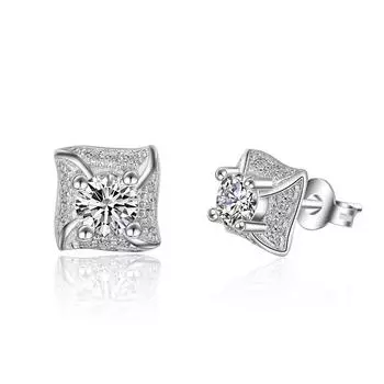 Квадратные полоски 1 пара блестящих циркониевых сережек-гвоздиков для женщин винтажные свадебные украшения стильный и элегантный модный подарок для девушки