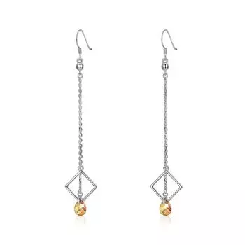 Квадратные прямоугольные серьги из стерлингового серебра с бахромой