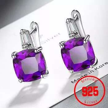 Квадратные пряжки для ушей из муассанита для женщин, свадебные, помолвочные, из стерлингового серебра 925 пробы, роскошные ювелирные изделия красный