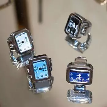 Квадратные римские кварцевые часы панк-часы на палец кольцо крутые кольца ювелирные часы мужские темно-синий