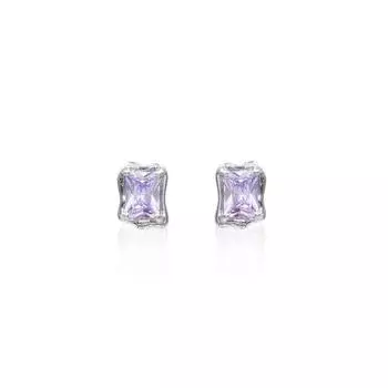 Квадратные серьги-гвоздики женские модные темпераментные простые фиолетовые геометрические серьги из циркония