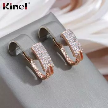 Квадратные серьги Kienl из розового золота с цирконием для женщин розового золота