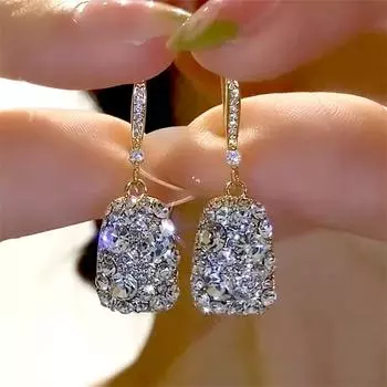 Квадратные серьги Pendientes с цирконием для женщин, серьги из нержавеющей стали золотого цвета, серьги для пирсинга 2024, трендовые ювелирные изделия, аксессуары Mujer