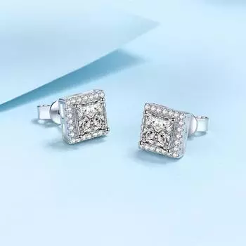 Квадратные серьги с муассанитом, серебро 925 пробы, 2 карата, 7 мм, прошли тест на бриллианты, цвет D, всего 4 карата, ультра роскошные ювелирные изделия 1 ct total 2 ct