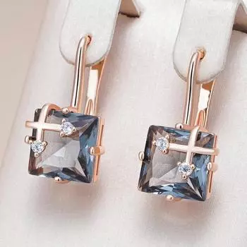 Квадратные Серые Цирконовые Женские Серьги Золотые Модные Геометрические Серьги Ювелирные Изделия Элегантные Повседневные Аксессуары серый