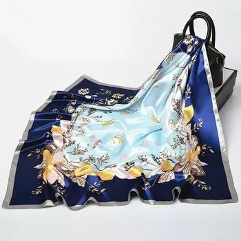 Квадратные шали и накидки, шелковые атласные шарфы-хиджабы для женщин, повязка на голову, шейные шарфы для женщин, 90*90 см 90x90cm жёлтый