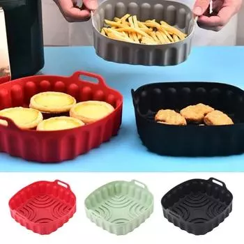 Квадратные силиконовые подставки для фритюрницы с антипригарным покрытием Силиконовая корзина для фритюрницы Кухня red-Small
