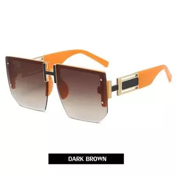 Квадратные солнцезащитные очки без оправы, женские роскошные дизайнерские винтажные безрамные солнцезащитные очки для мужчин, модные очки с плоским верхом