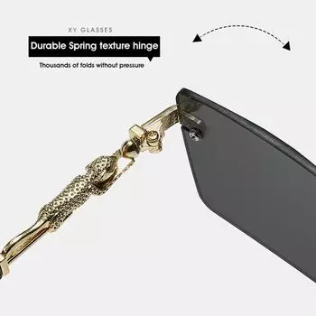 Квадратные солнцезащитные очки для женщин и мужчин. Модные леопардовые декоративные очки без оправы. Солнцезащитные очки с градиентными линзами и обрезанным краем.