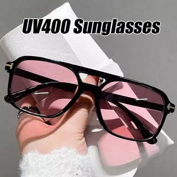 Квадратные солнцезащитные очки с двойным мостиком, винтажные брендовые дизайнерские солнцезащитные очки с градиентными линзами Ocean, уличные солнцезащитные очки