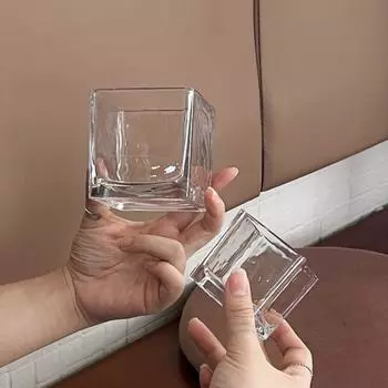 Квадратные стаканы для холодного кофе, повседневные стаканы для питья, стеклянные стаканы для воды, сока и коктейлей 1 Pcs