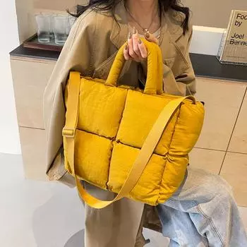 Квадратные сумки через плечо для женщин, весенние новые модные сумки с хлопковой подкладкой, роскошная стеганая сумка-тоут большой вместимости 33x27x16cm
