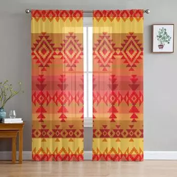 Квадратные Треугольники Геометрические Фигуры Прозрачные Шторы для Гостиной Современные Вуалевые Шторы Спальня Тюль Шторы Оконные Шторы W135 x H114cm