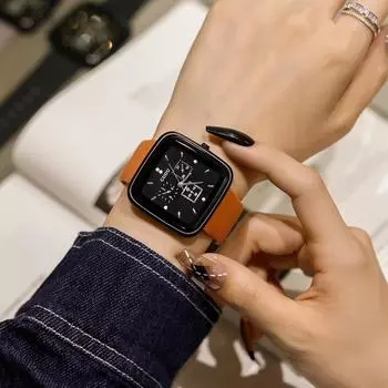 Квадратные женские часы, простые женские часы с тремя глазами, модный кварцевый темперамент, трендовые женские часы с силиконовым ремешком