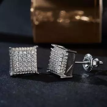 Квадратные женские серьги-гвоздики из стерлингового серебра 925 пробы с муассанитом для женщин, свадебные подарки белый