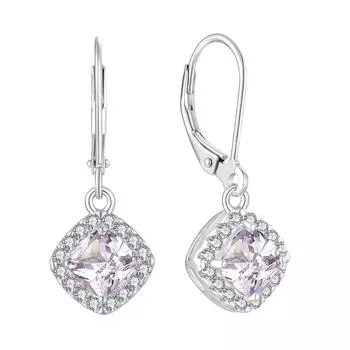 Квадратные женские серьги из стерлингового серебра 925 пробы с цирконами, оливково-зеленые, фиолетовые, геометрические серьги с кубическими цирконами фиолетовый