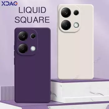 Квадратные жидкие силиконовые чехлы для телефонов Redmi Note 13 Pro 4G Global Full Protective Soft Противоударные чехлы RedmiNote Note13 13Pro Redmi Note 13 Pro 4G
