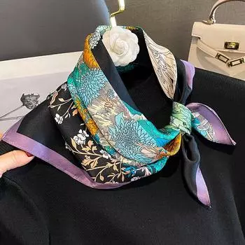 Квадратный 100% натуральный шелковый шарф женский платок женский шейный платок натуральный шелковый женский бандана шарфы высококачественные резинки для волос 2024