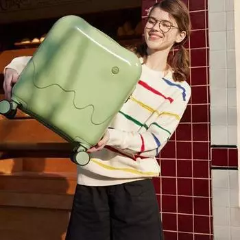 Квадратный 18-дюймовый чемодан для посадочного места, держатель для стакана, пароль, чемодан на колесиках, дорожный чемодан для студента жёлтый