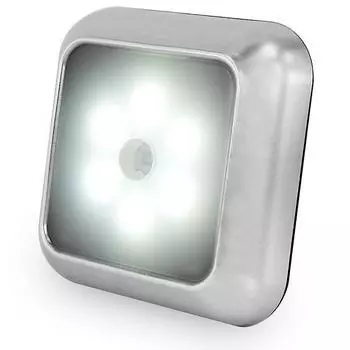 Квадратный 6-светодиодный датчик движения AAA, батарейный отсек, светильник для шкафа, лестничный светильник, ночник, крючок, пленочный магнит, 3 режима установки white light белый
