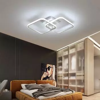 Квадратный алюминиевый потолочный светильник Белый потолочный светильник Светодиодный потолочный светильник с регулируемой яркостью для гостиной Спальня Проход Столовая Кабинет