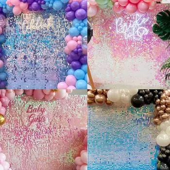 Квадратный блестящий мерцающий настенный фон, панели, блестящий фотофон, фон для украшения дня рождения, свадьбы розовый