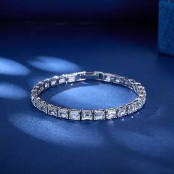 Квадратный браслет-цепочка для тенниса из меди с родиевым покрытием CZ и кубическим цирконием для вечеринок, модный браслет из звеньев белый