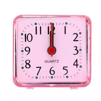 Квадратный будильник конфетного цвета с беззвучным режимом Мини-настольные часы Простая гостиная розовый