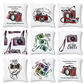 Квадратный чехол для подушки для спальни, гостиной, ретро-подушка для камеры, красочный диван, офисное украшение для дома 40x40cm