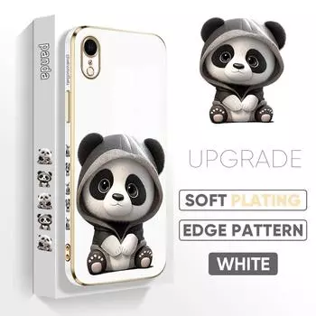 Квадратный чехол с милой пандой из мультфильма для iPhone 11 12 13 14 15 Pro Max Samsung Galaxy Xiaomi Mi Redmi Note Oneplus Infinix Tecno, чехол для смартфона iPhone 11 Pro Max ярко-зеленый